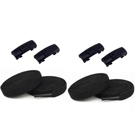2Pairs Without Ties Elastic Laces No Tie Shoe Laces Press Lock Shoelaces Sneaker Kids Adult 8MM Widened Flat Shoelace for Shoes