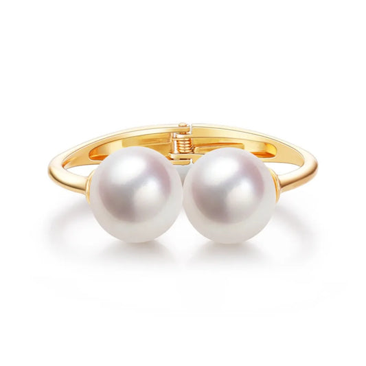 Punk Metal Wide Cuff Bangles Jewelry Gold Pearl Geometric Bracelet Accessories Decoration Curtain Buckle Girls